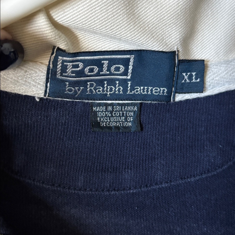 Ralph Lauren Classic Navy and Cream rugby shirt - Picture 2 of 8